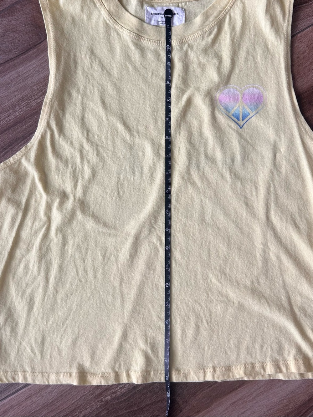 Med Spiritual Gangster Pastel Yellow Muscle Tank w/Heart Peace Sign PEACE LOVE - Picture 7 of 10